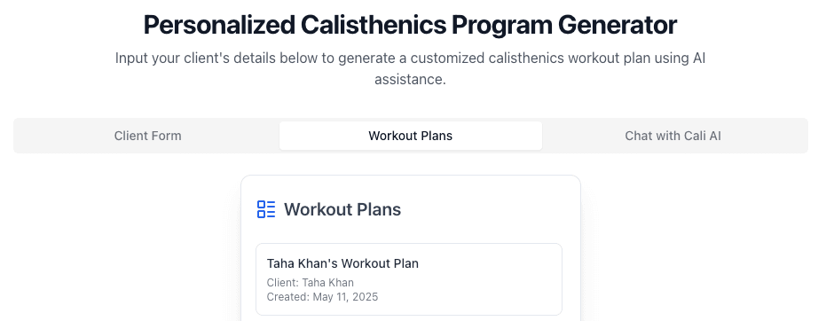 AI Personalized Workout Generator image